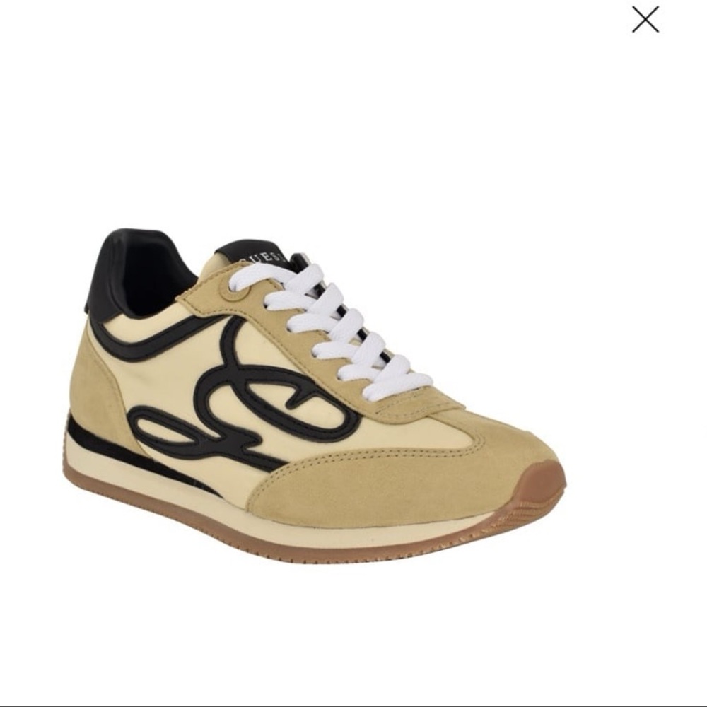 Guess Skroll3 Sneakers in Natural Cream and Tan with Black Details